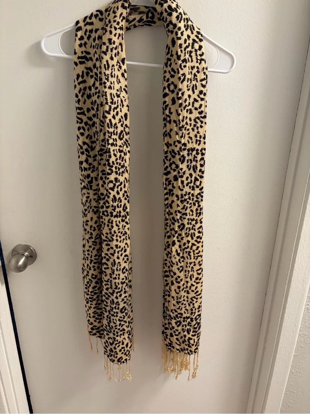Lane Bryant NWT Leopard Print Scarf Tan Black Animal Fringed